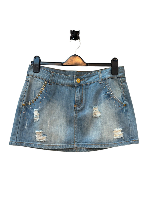 Mexx Y2K Studded Distressed Denim Mini Skirt