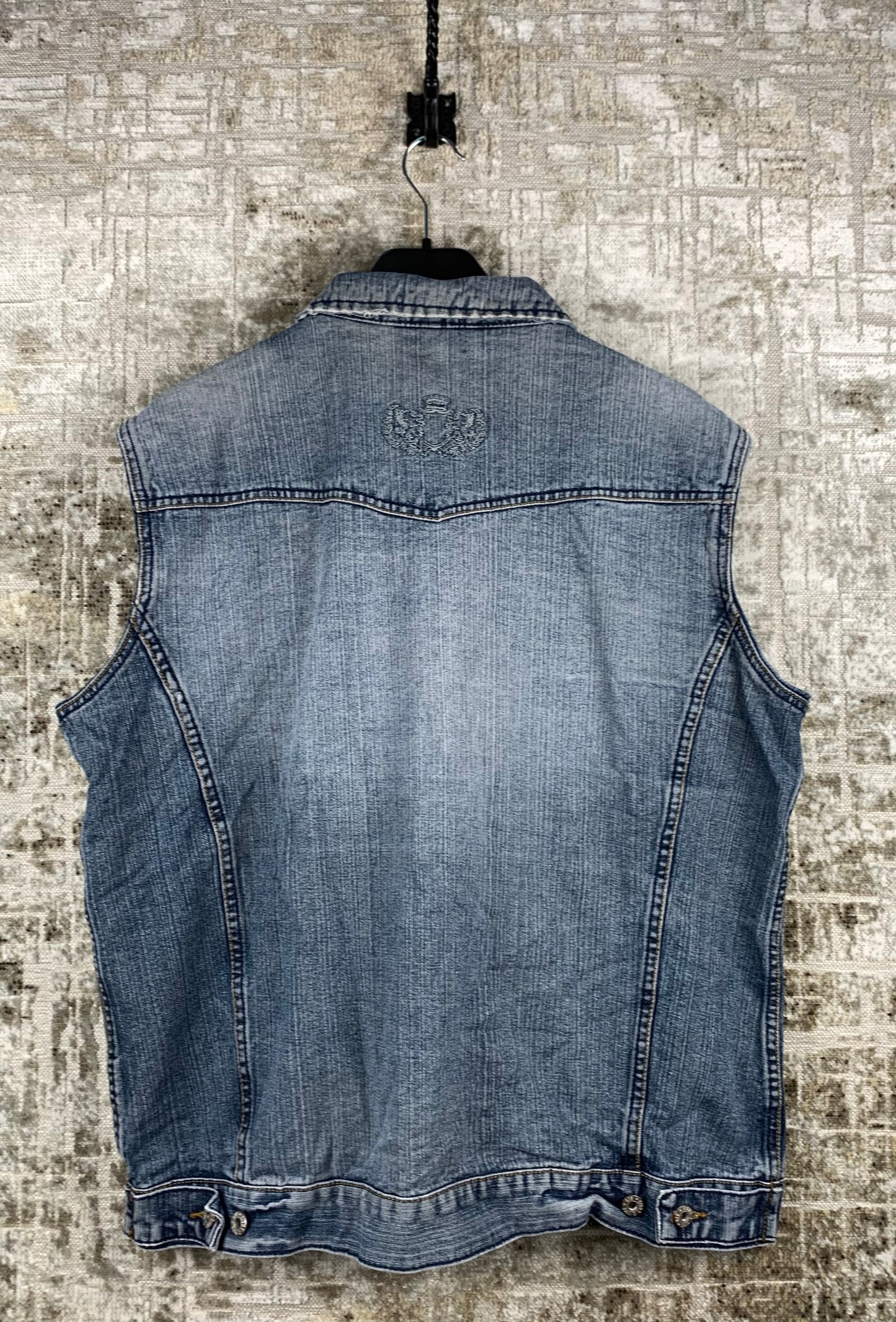 Mens Vintage Button Up Jean Blue Vest