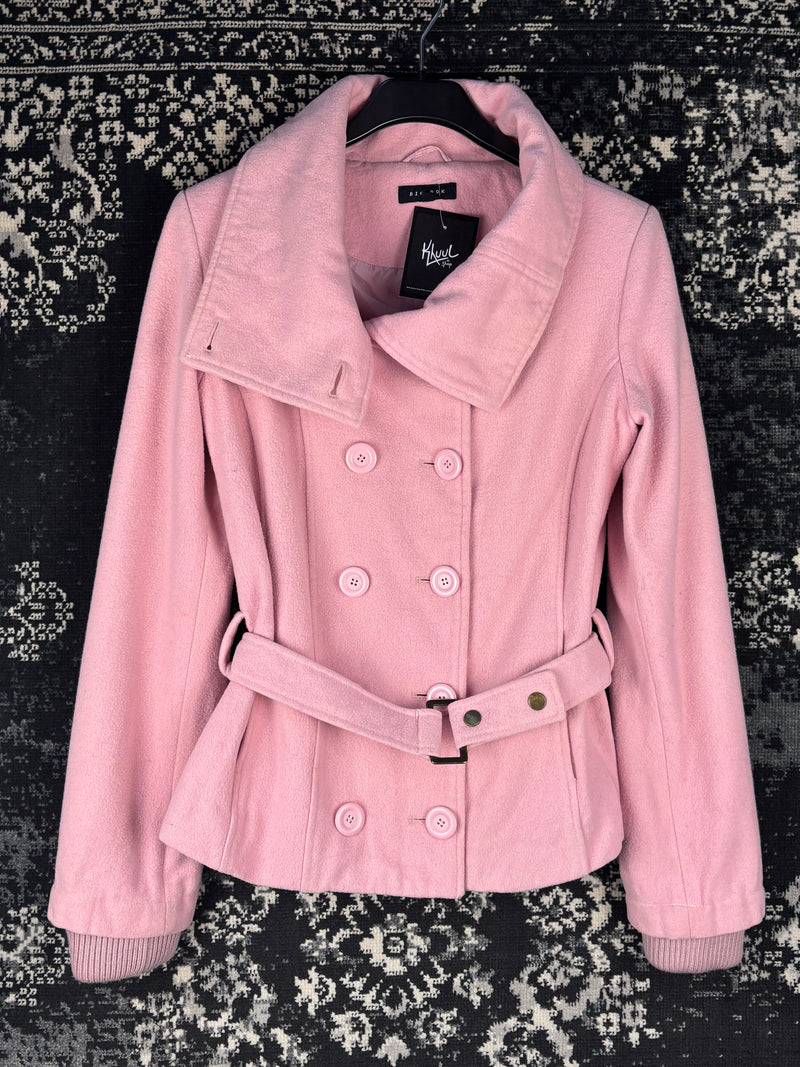 Women's Vintage Light Pink Double-Breasted Warm Jacket