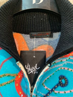 Custo Barcelona Y2K Beaded Graphic Zip Sweater