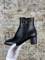 Ferragamo Cassaro Black Leather Ankle Boots