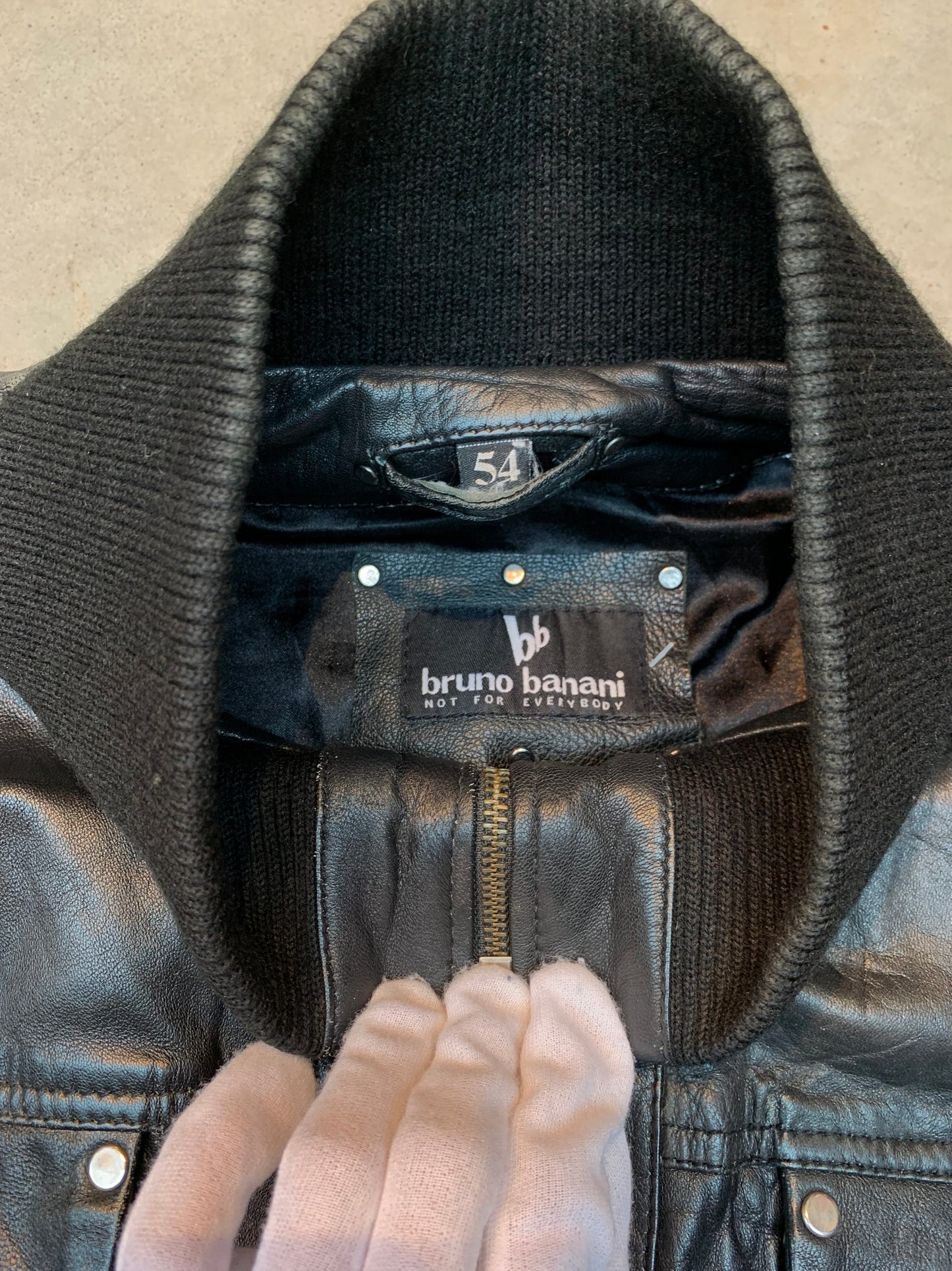 Bruno Banani Black Leather Zip Up Jacket