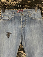 Womens Y2K Embroidery Detail Jeans