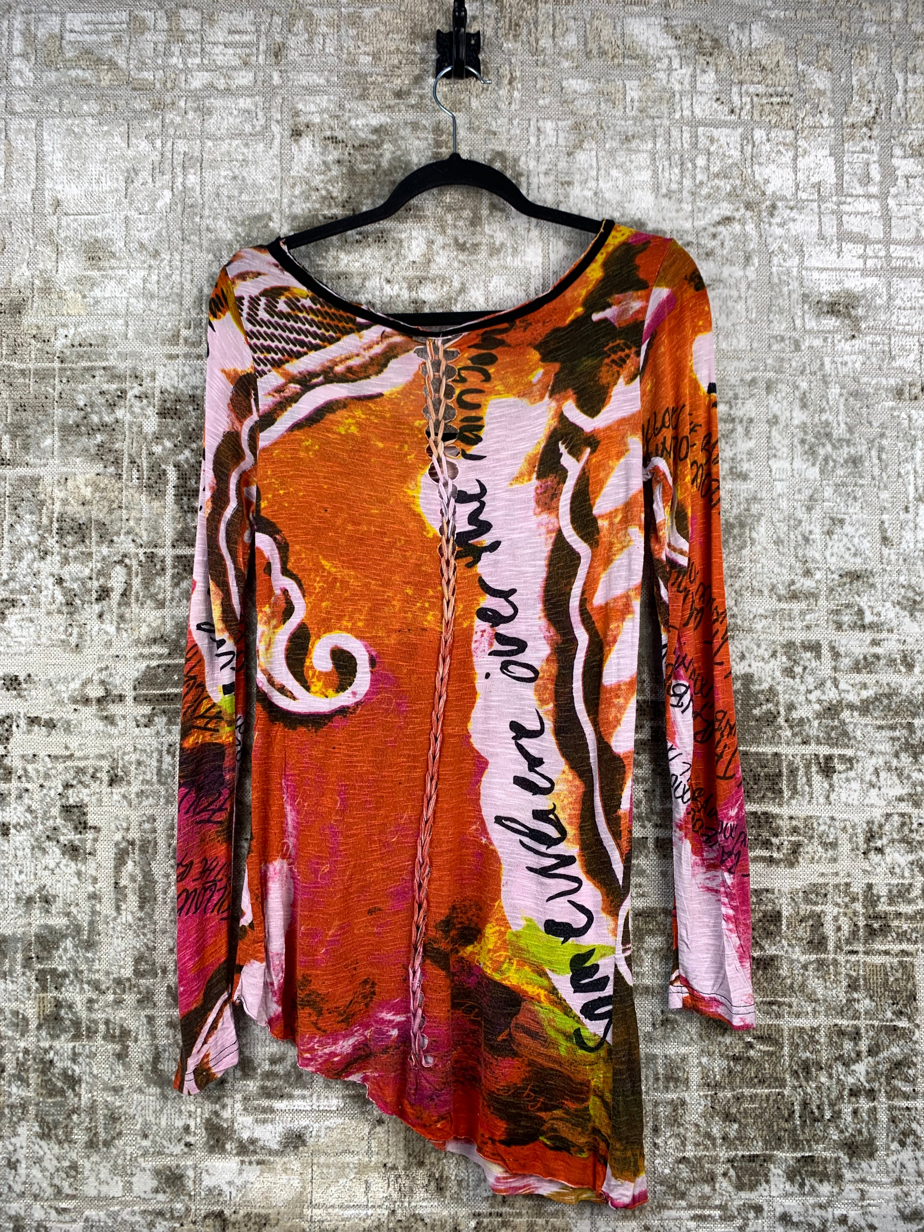 Womens Y2K Multicolor Asymmetrical Desigual Longsleeve Top