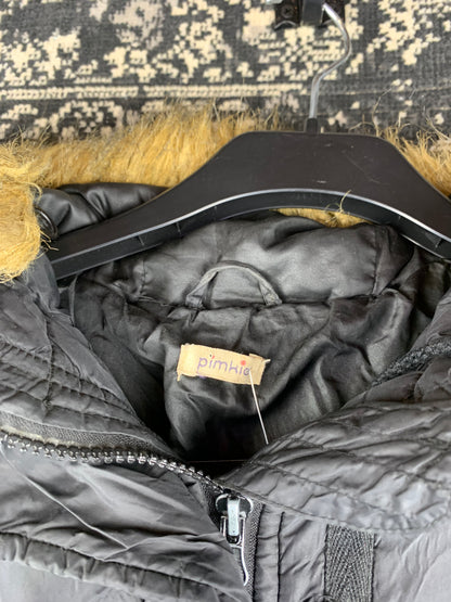 Women's Y2K Style Black Puffer Jacket with Faux Fur Trim