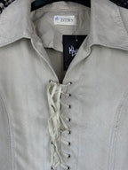 Women's Vintage INTOWN Beige Lace Up Shirt