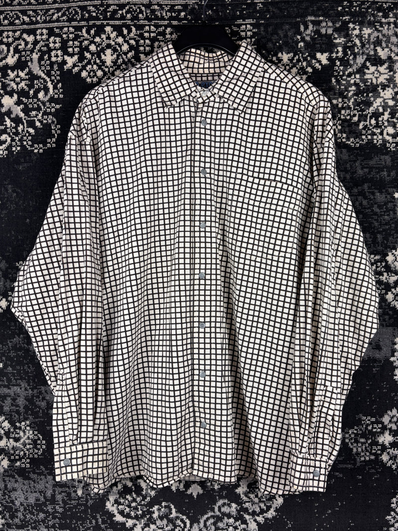 No Excess White and Black Square Pattern Long Sleeve Shirt