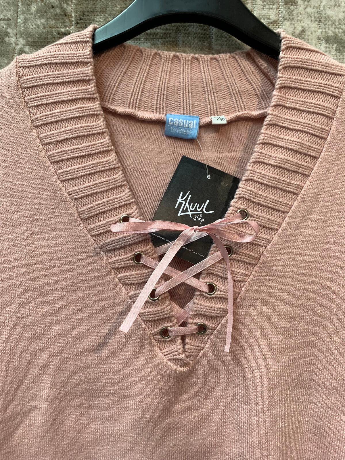 Casual by Halens Lace-Up V-Neck Sweater