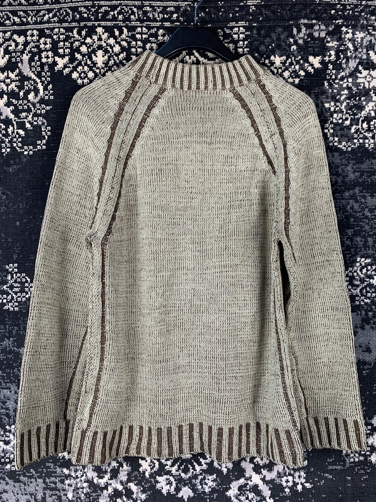 Unisex Washed Two-Tone Chunky Knit Sweater