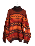 Vintage Zigzag Pattern Turtleneck Sweater