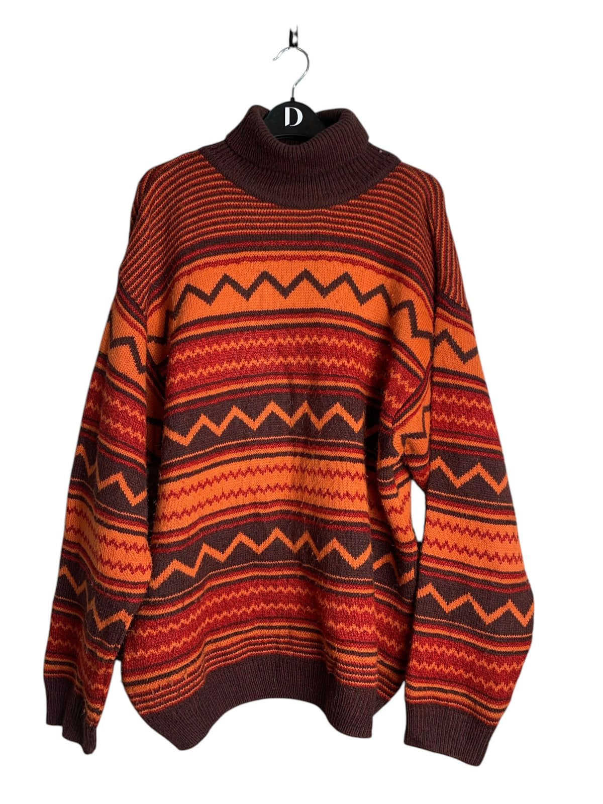 Vintage Zigzag Pattern Turtleneck Sweater