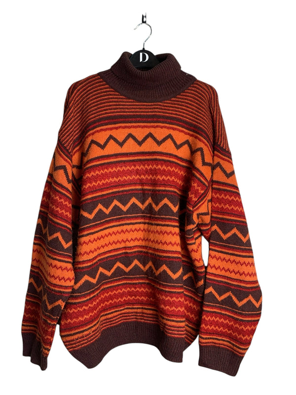 Vintage Zigzag Pattern Turtleneck Sweater