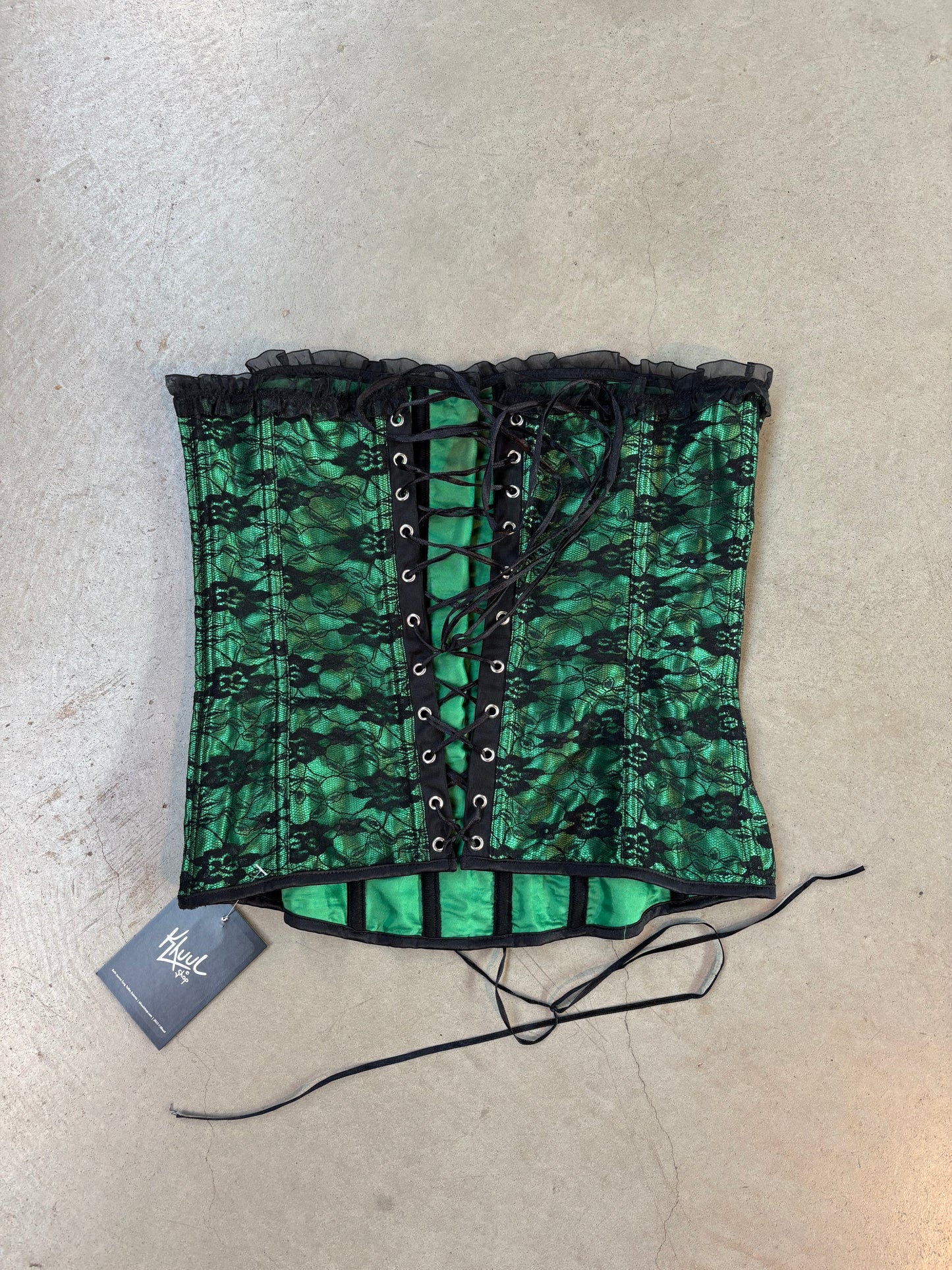 Green Lace Corset Top Gothic Bustier Women's XS