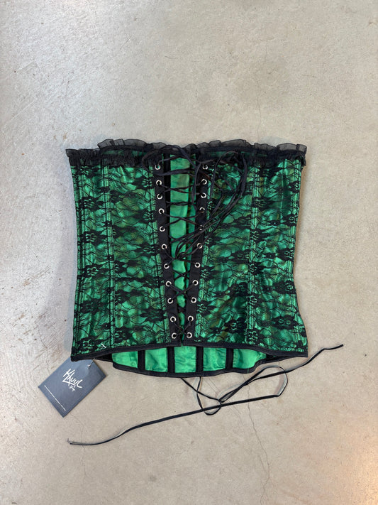 Green Lace Corset Top Gothic Bustier Women's XS