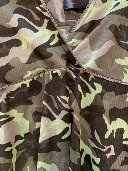 Miss Etam Positie Camo Mesh V-Neck Top