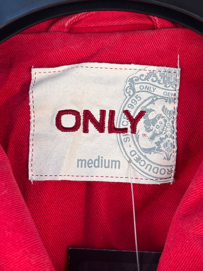 Womens ONLY Red Belted Button Up Jacket