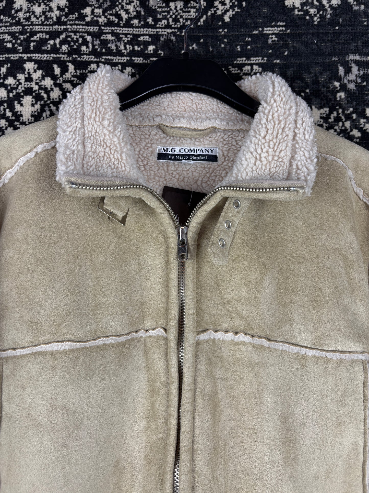 Women's Y2K Vintage Beige Faux Suede Jacket with Warm Inner Lining