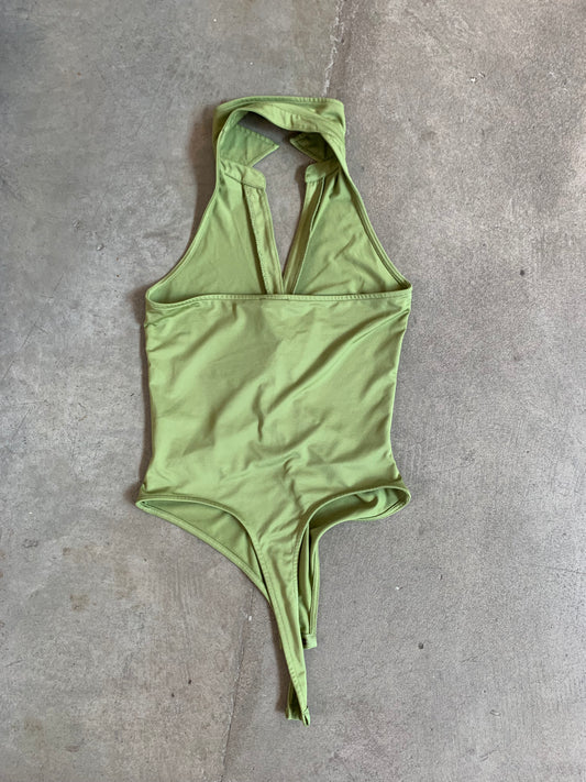 Olive Green Halter Bodysuit Womens M