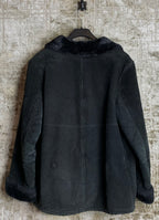 Black Faux Suede Shearling Jacket
