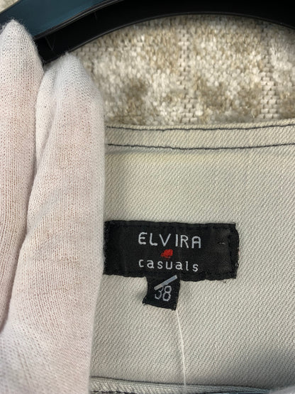 ELVIRA Womens Cropped Grey Zip-Up Jean Jacket