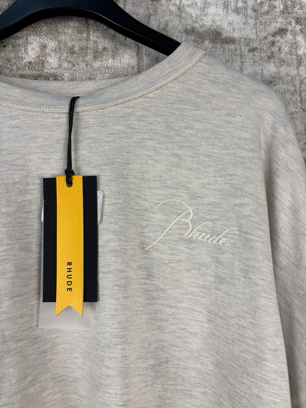 Rhude Men's Gray Embroidered Logo Long Sleeve T Shirt