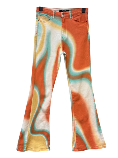 Jaded London Swirl Print Flare Jeans