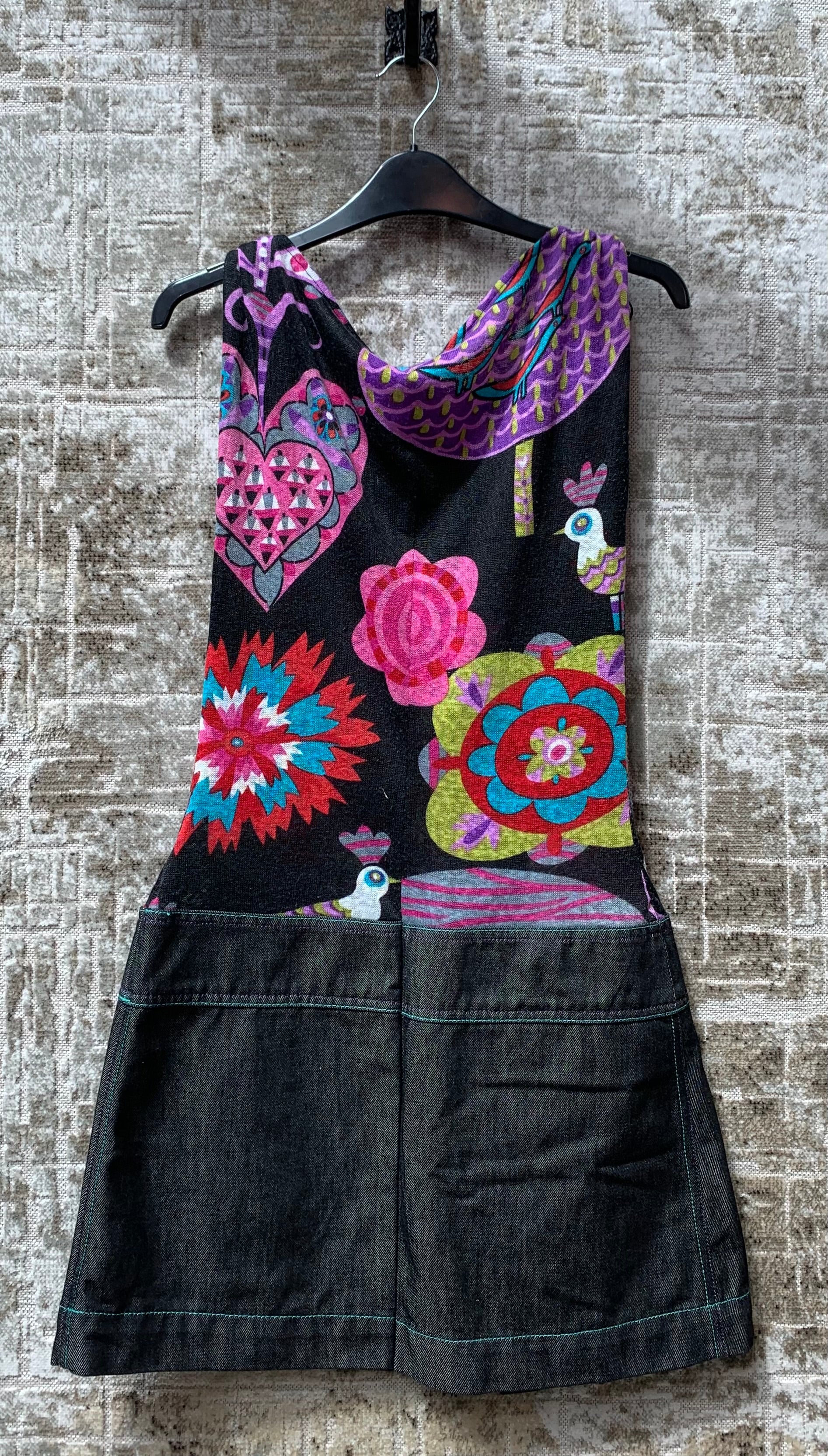 Custo Barcelona Floral Bird Denim Dress