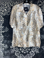 Vintage Women's Cheetah Patterned Viscose Button-Up Shirt