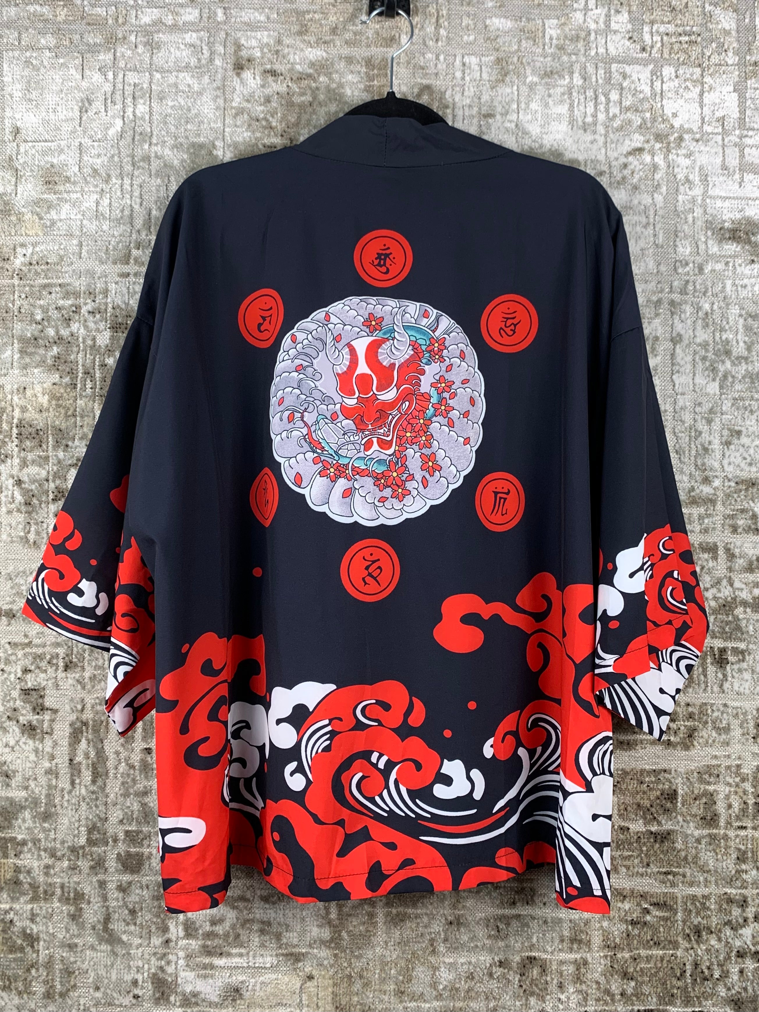 Womens Japanese Style Black Red Cardigan