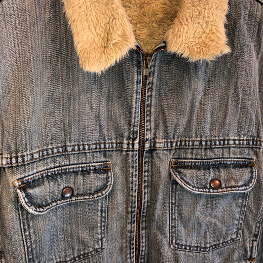 Vintage Denim Jacket With Fur