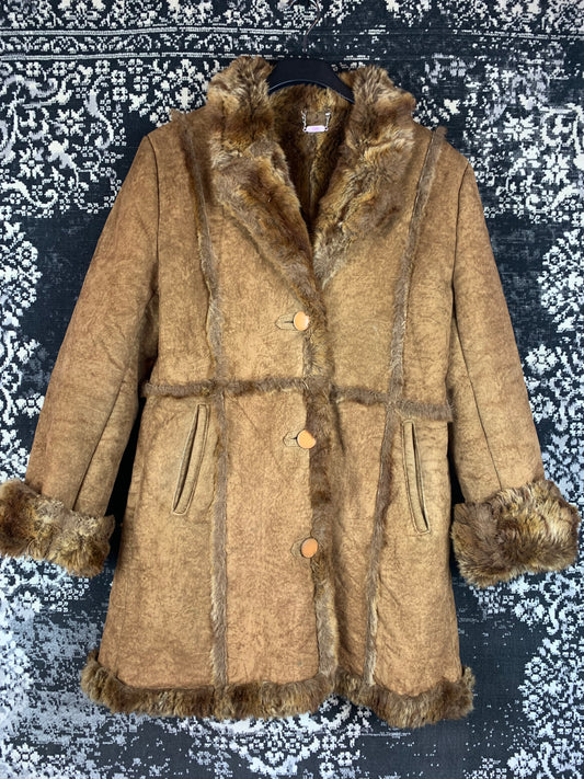 Women's Vintage Faux Fur Lined Winter Coat