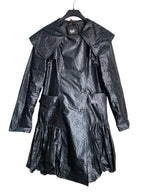 Metallic Shine Hooded Bubble Hem Coat