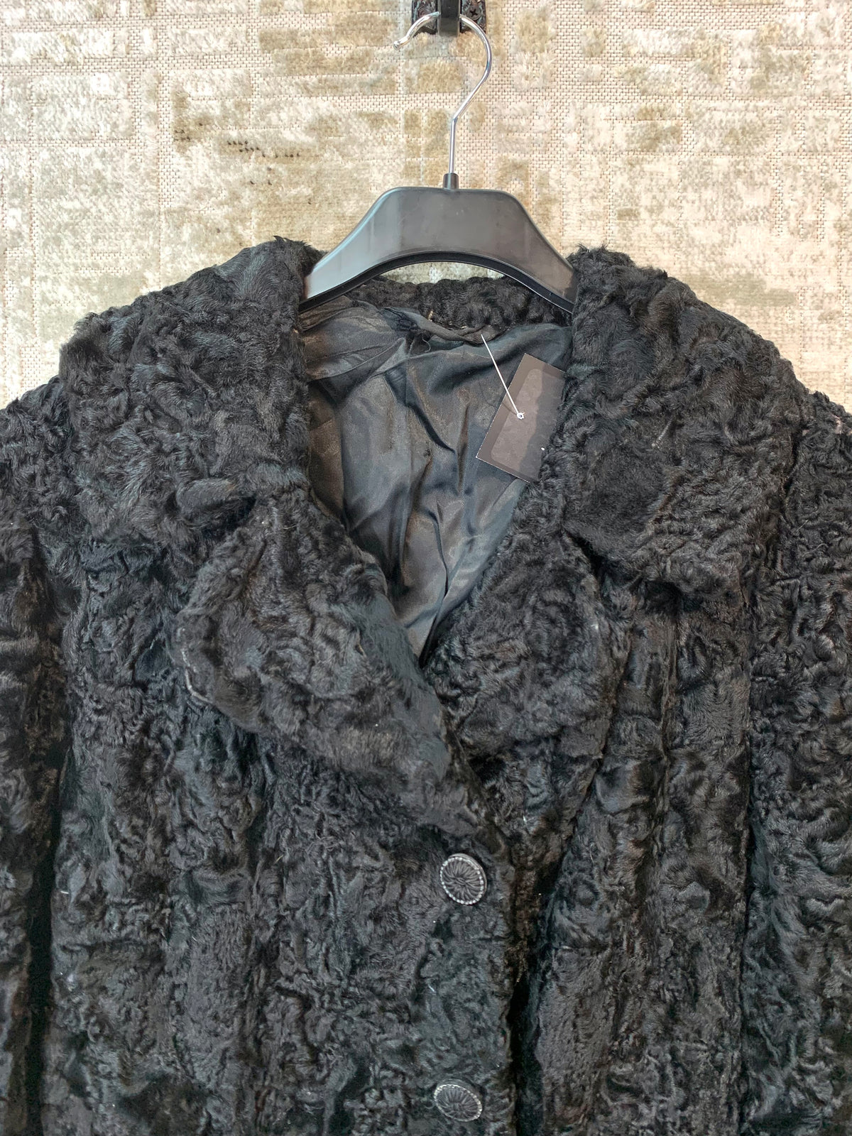 Vintage Black Persian Lamb Fur Longline Coat