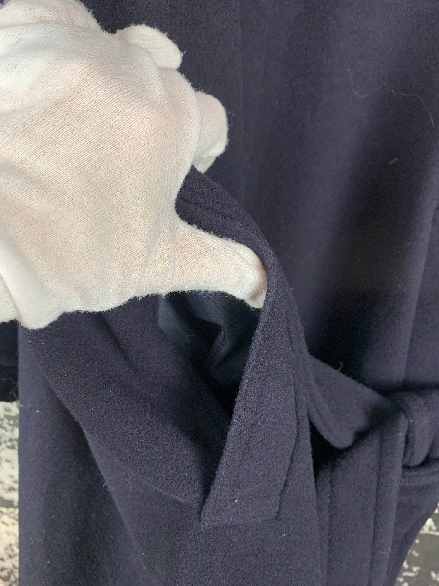 Men's Vintage Carlo Manzoni Long Dark Blue Wool Coat