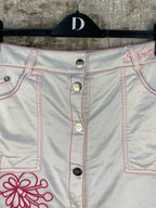 Womens Y2K White with Pink Flower Design Sport