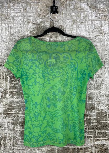 Women's Y2K Jette Green Rhinestone Angel Graphic T Shirt