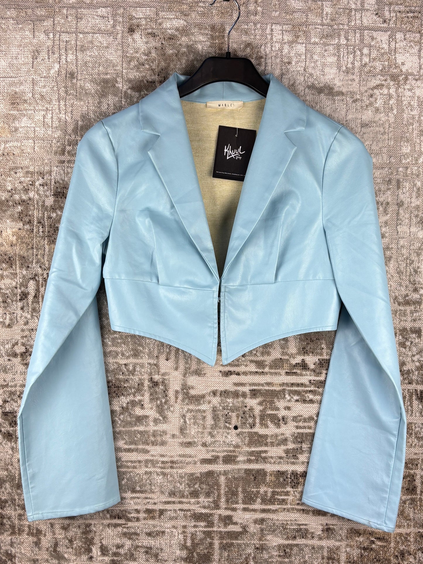 Women's Vintage Pastel Blue Leather Bolero