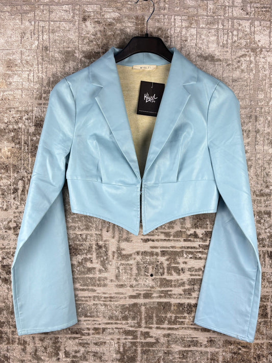 Women's Vintage Pastel Blue Leather Bolero