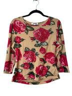 Yorn Y2K Beaded Rose Print Mesh Top