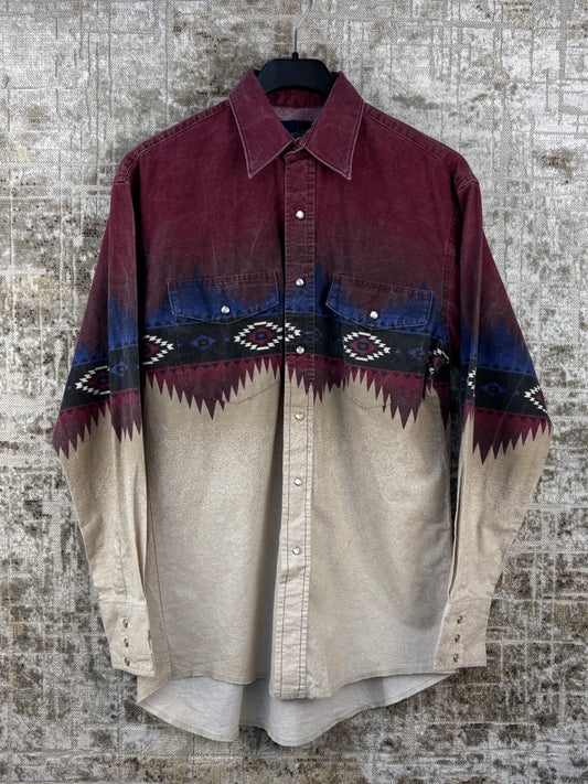 Mens Vintage Wrangler Western Button Up Shirt