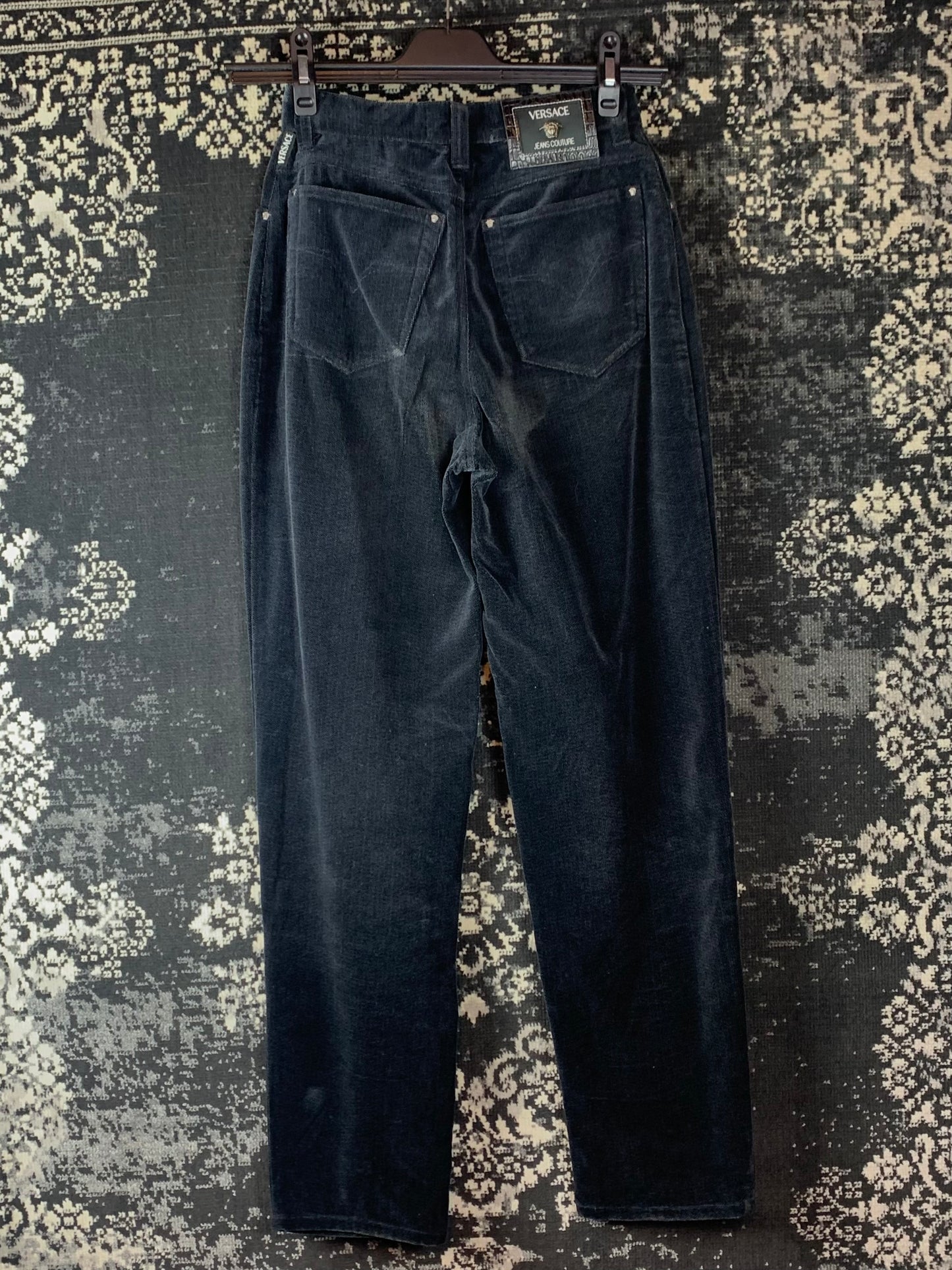 Y2K Women's Versace Black Velvet Trousers