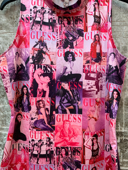 Guess All-Over Magazine Print Sleeveless Top