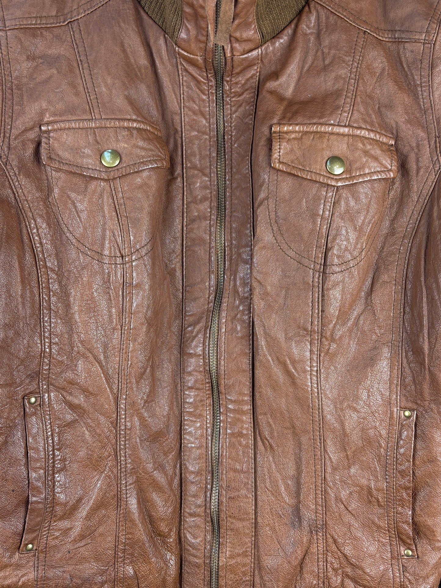Women's Vintage Brown Leather Jacket