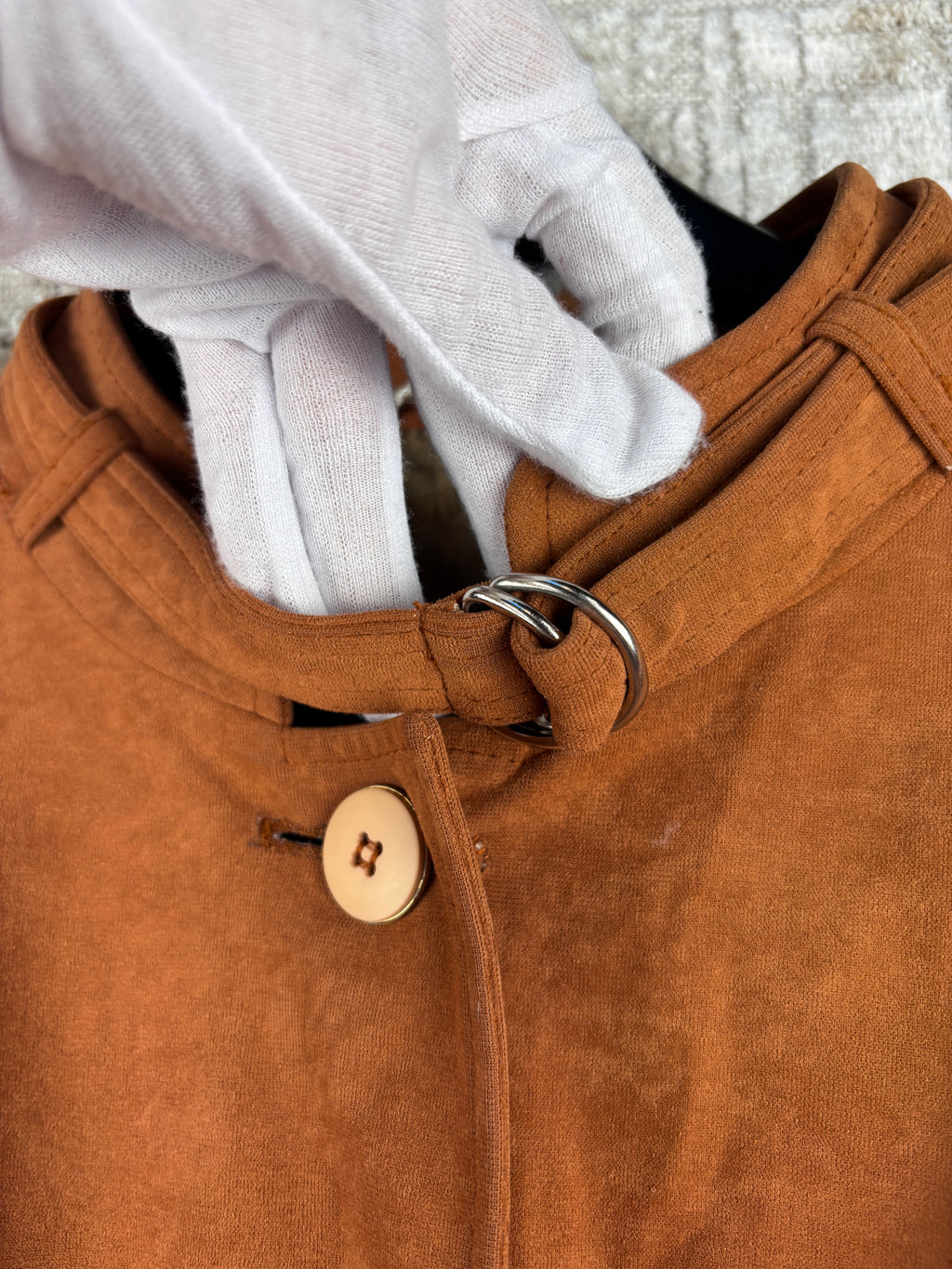 Women's Vintage Brown Long Belted Suede Coat