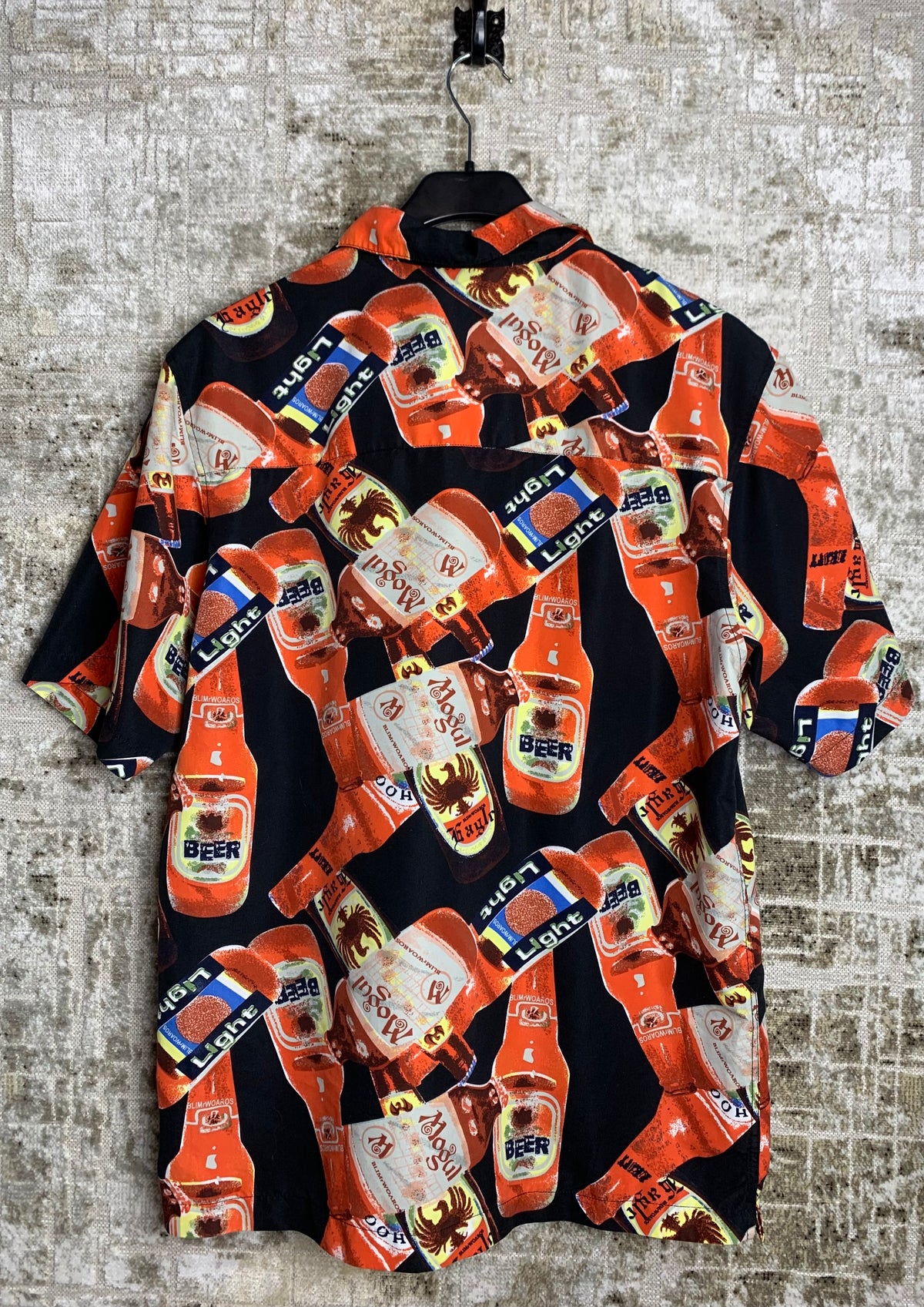 Mogul Beer Bottle Print Short Sleeve Shirt
