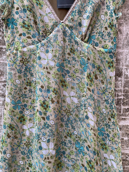 Foi Y2K Floral Chiffon Midi Dress