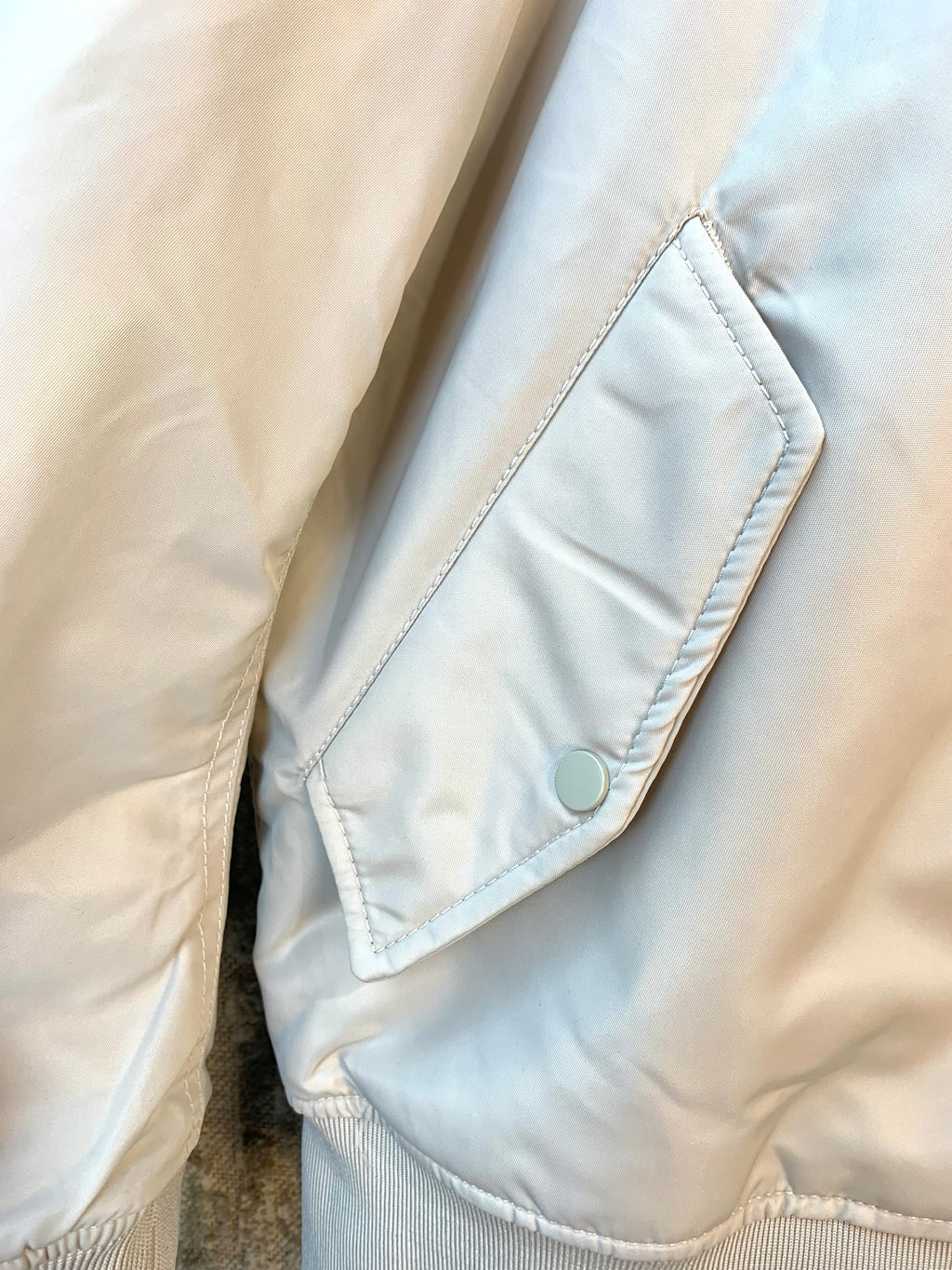 Cream Padded Bomber Jacket