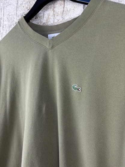 Vintage Lacoste Khaki V Neck Minimal T Shirt
