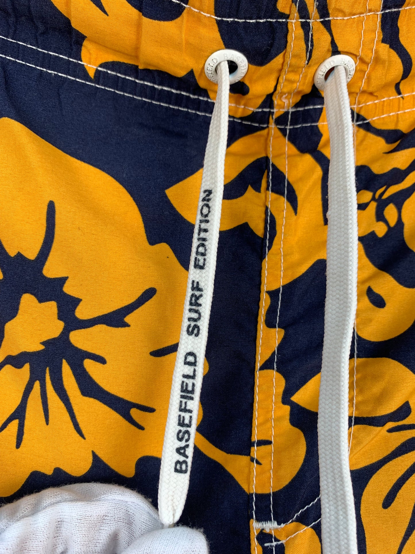 Mens Basefield Navy Orange Floral Swim Surf Shorts