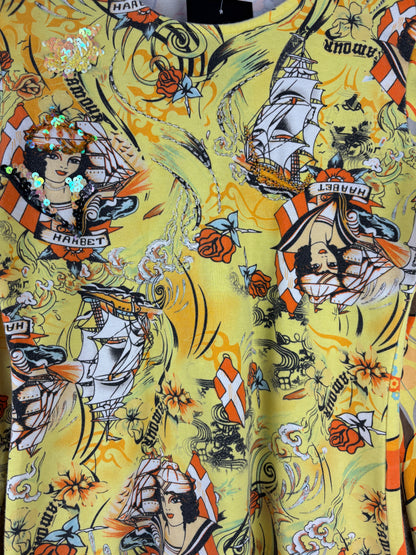 Womens Y2K Yellow Graphic Long Sleeve Shirt